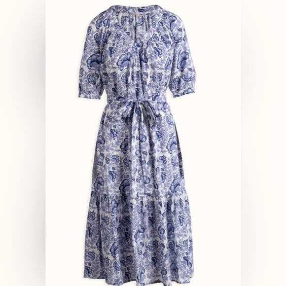 Blue and White Floral Long Sleeve Dress - Picture 1 of 9